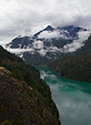 [Foggy mountain and lake] - North Cascades Scenic Byway, fog, forest, rainforest, Washington, river, lake